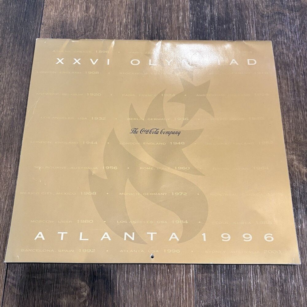 1996 Coca-Cola XXVI Olympiad Atlanta Olympic Wall Calendar 12x12 Unused Vintage